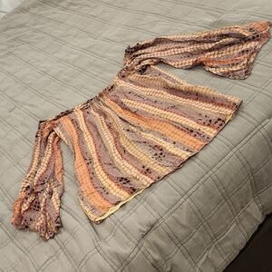 LaRok Earthy Tones Off-Shoulder Blouse With Bell Sleeves Size XS!